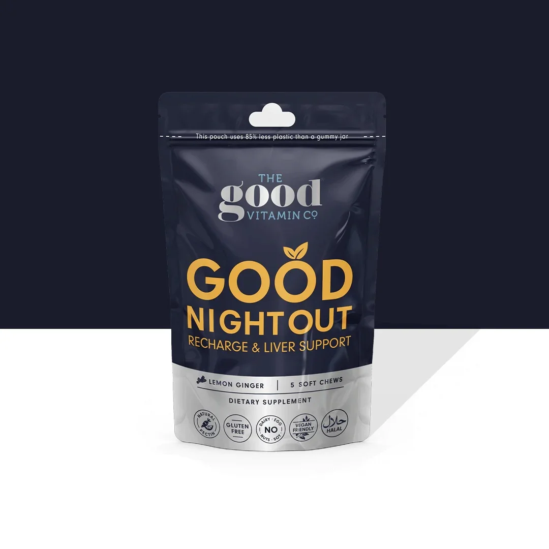【软糖因自然因素融化不理赔】【便携装5粒】The Good Vitamin CO Night Out 解酒护肝软糖5粒装 柠檬生姜味 保质期2027.2